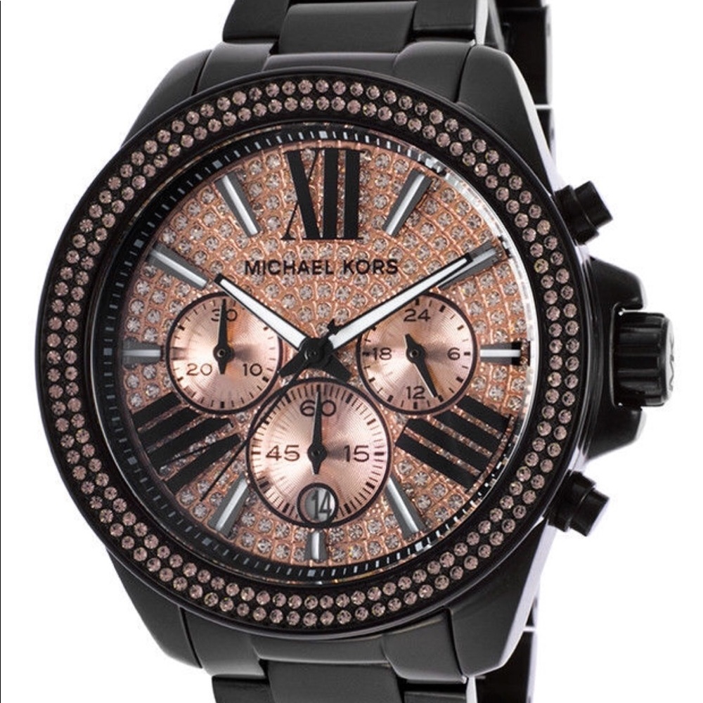 Michael Kors Black Rose Chronograph Womens Watch